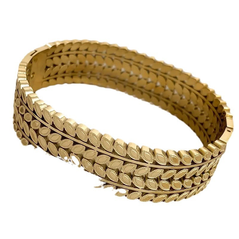 Stainless Steel Leaf Bracelet - Bohemian Style