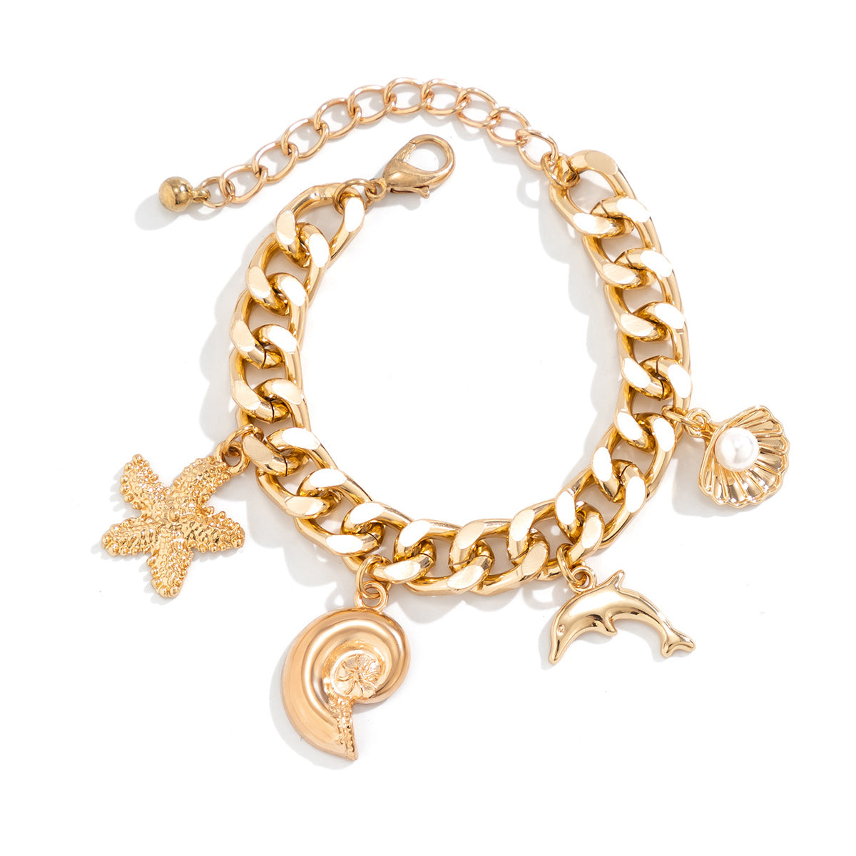 Boho Conch Dolphin Starfish Choker Necklace & Bracelet | Gold Vintage Tassel Jewelry for Women