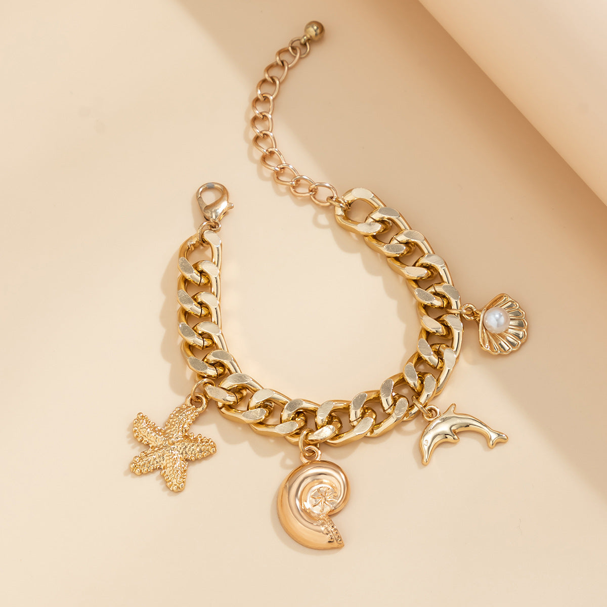 Boho Conch Dolphin Starfish Choker Necklace & Bracelet | Gold Vintage Tassel Jewelry for Women