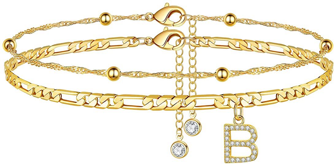 Initial Letter Zircon Anklet | Gold-Plated Personalised Foot Jewelry A-Z