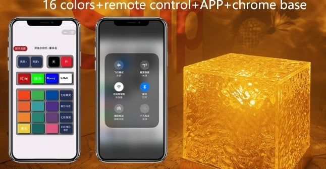 Smart lighting control system with smartphone app and remote control on a warm-toned background