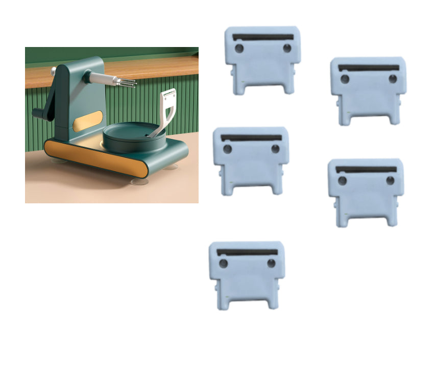 Set of blue plastic clips with a playground equipment background