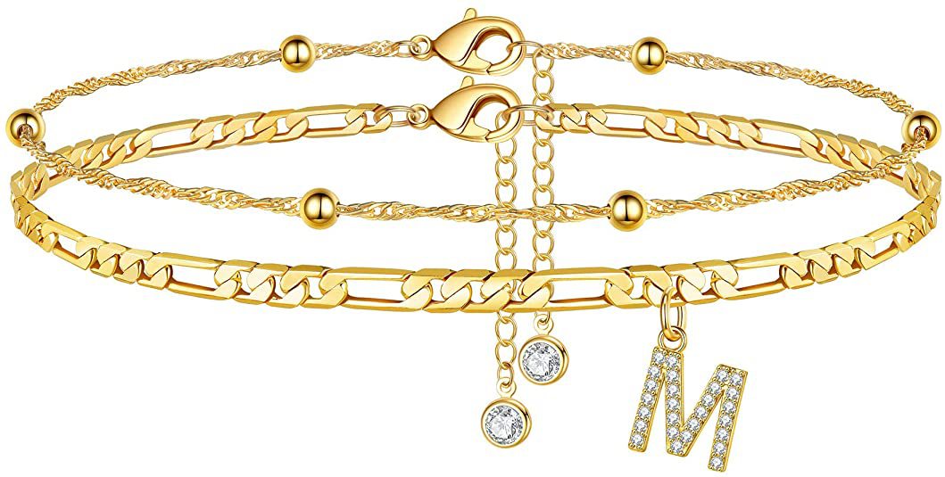 Initial Letter Zircon Anklet | Gold-Plated Personalised Foot Jewelry A-Z