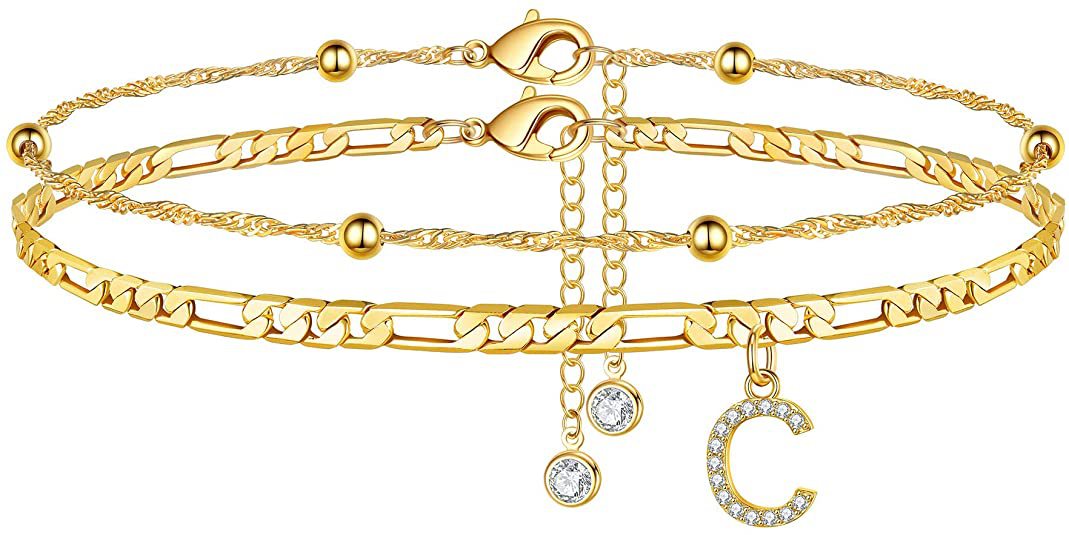 Initial Letter Zircon Anklet | Gold-Plated Personalised Foot Jewelry A-Z