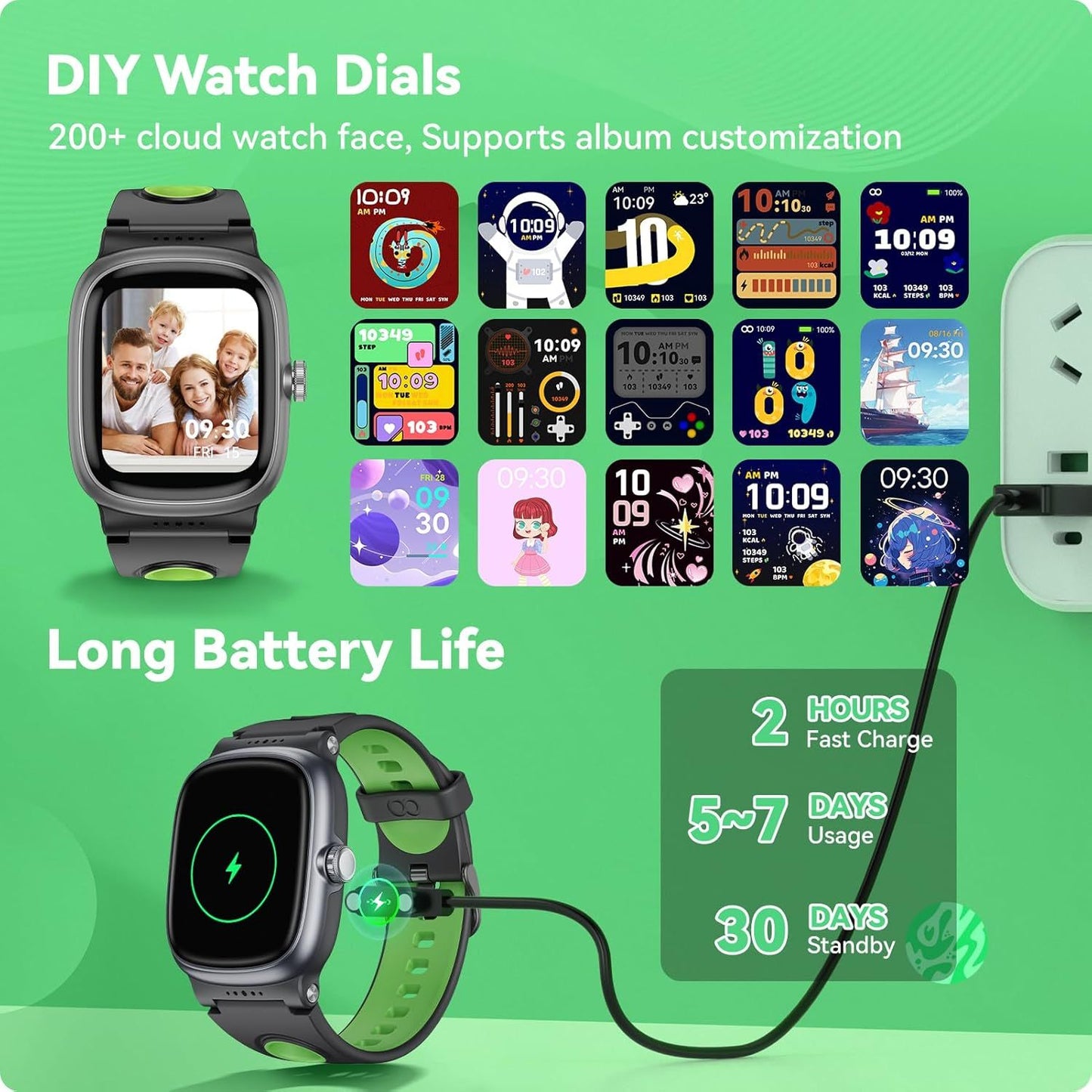 K1 Kids Smartwatch – IP68 Waterproof, 20+ Sport Modes, 21-Day Battery, Fitness Tracker for Ages 5-15
