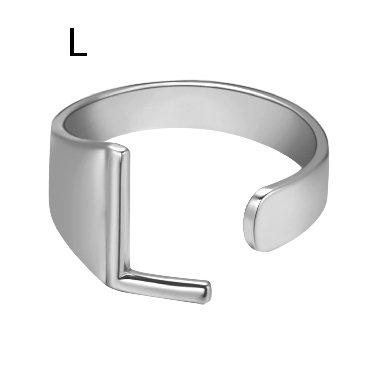 Silver ring with a unique design on a white background