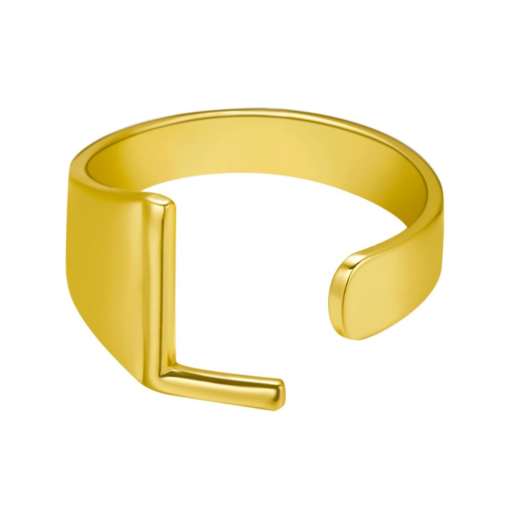 Gold open ring on a white background