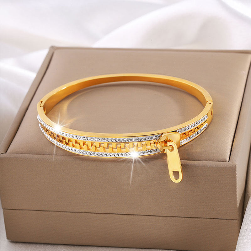 Titanium Steel Zipper Bracelet - Gold & Silver Designer Bracelet