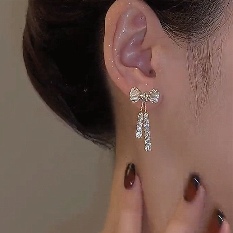 Rhinestone Butterfly Earrings | Gold Fashion Temperament Jewelry for Women