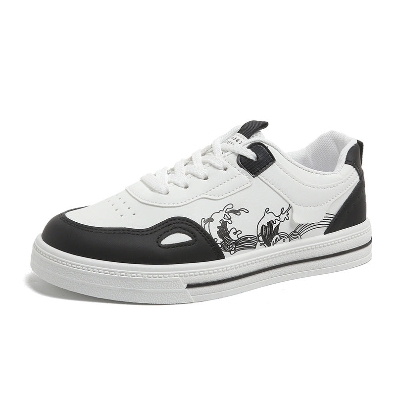 Women's Black Wave Sneakers - Lightweight Casual Sports Shoes