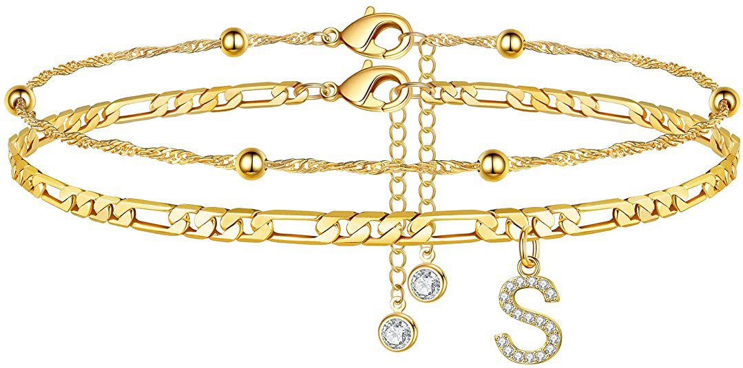 Initial Letter Zircon Anklet | Gold-Plated Personalised Foot Jewelry A-Z