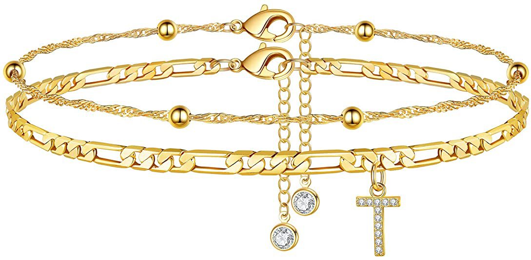 Initial Letter Zircon Anklet | Gold-Plated Personalised Foot Jewelry A-Z