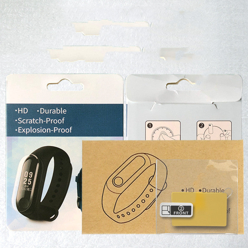 Packaging of a screen protector with a watch illustration on a white background