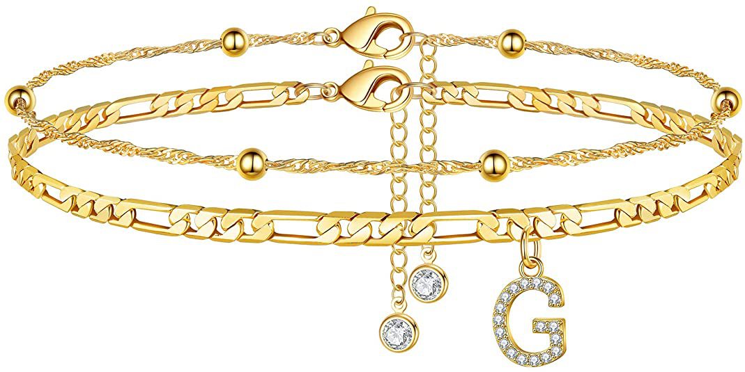 Initial Letter Zircon Anklet | Gold-Plated Personalised Foot Jewelry A-Z