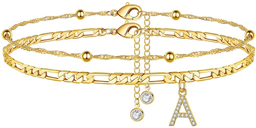 Initial Letter Zircon Anklet | Gold-Plated Personalised Foot Jewelry A-Z