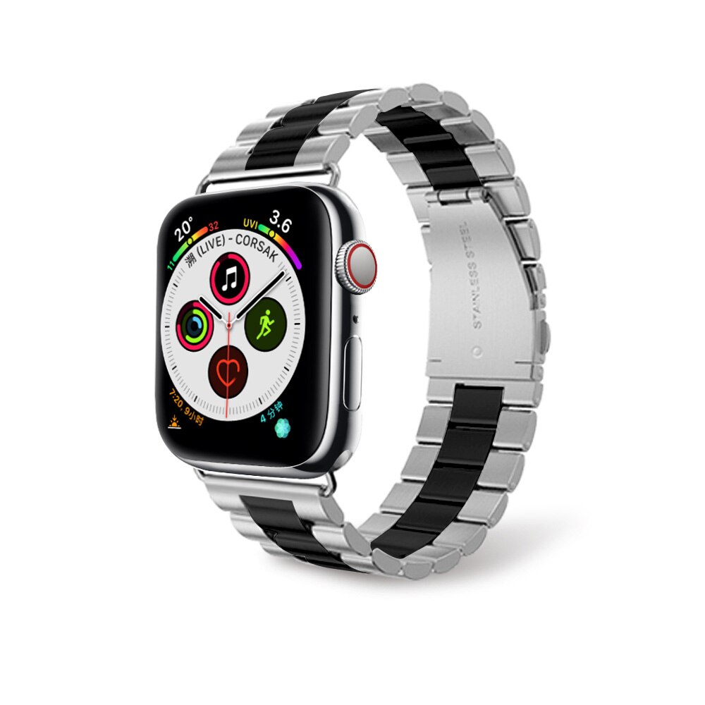 Smartwatch with a metallic band on a white background