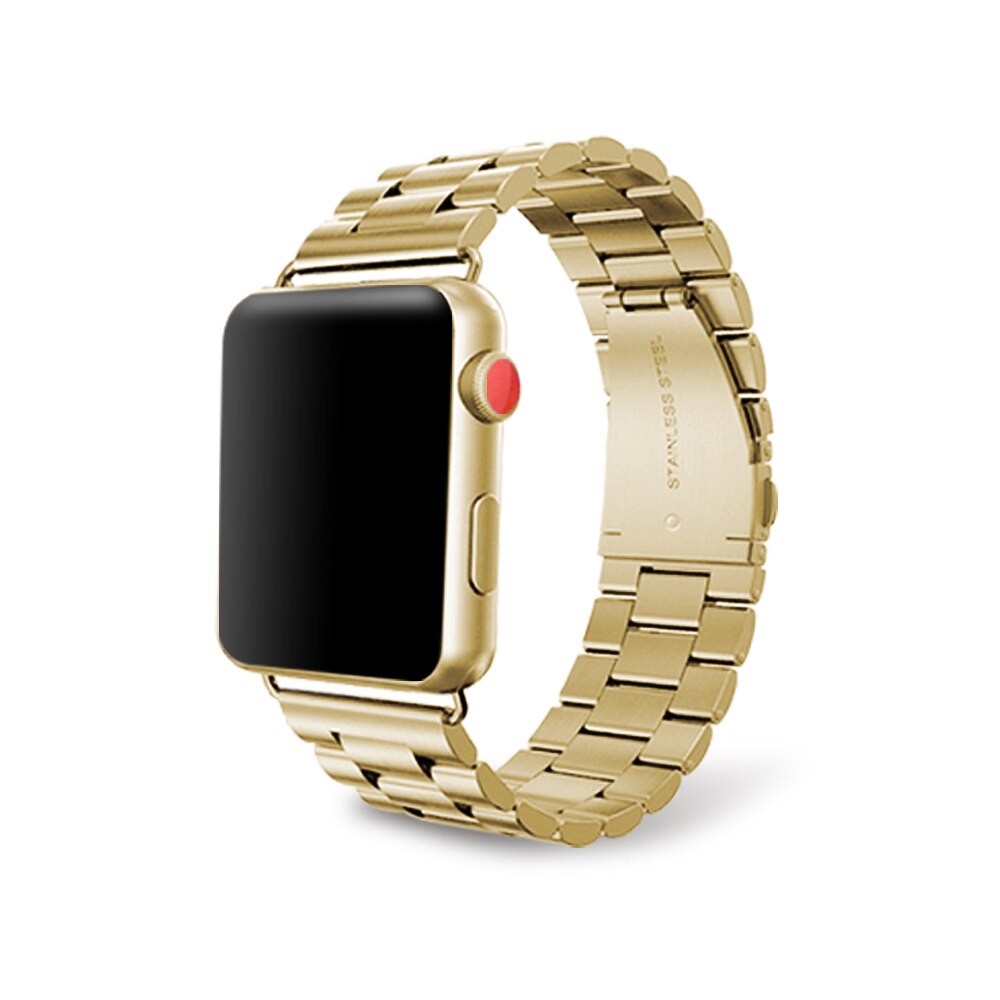 Gold watch band on a white background