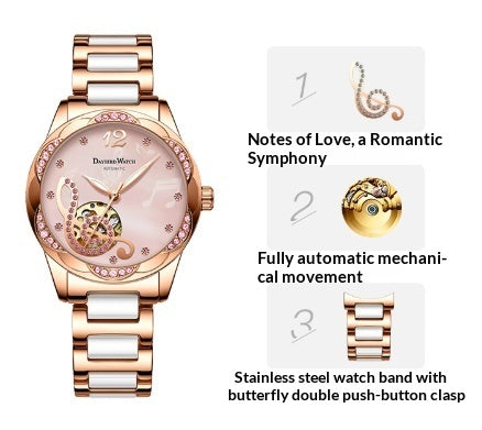 Women's Automatic Mechanical Watch - Ceramic Strap