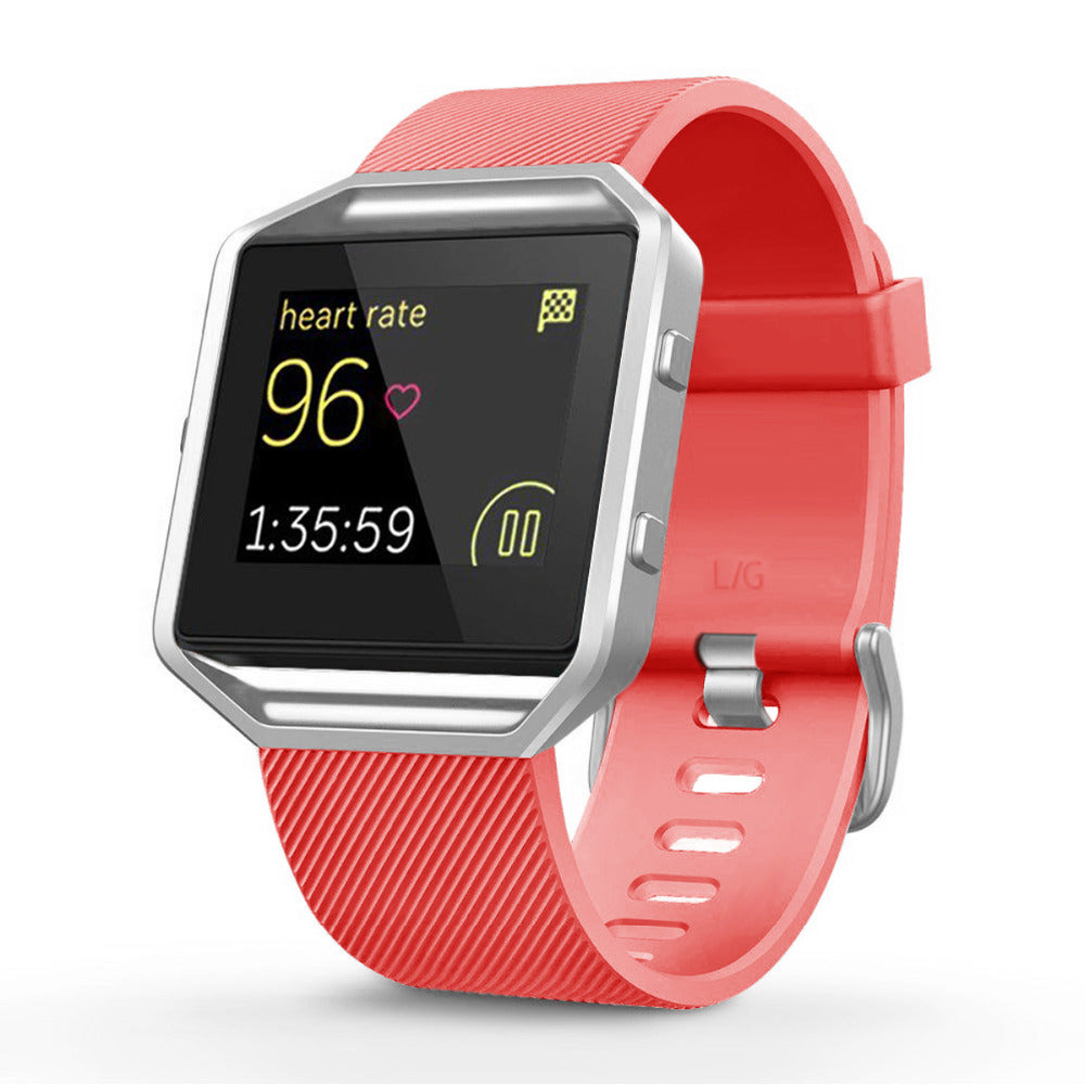 Smartwatch with a red band on a white background