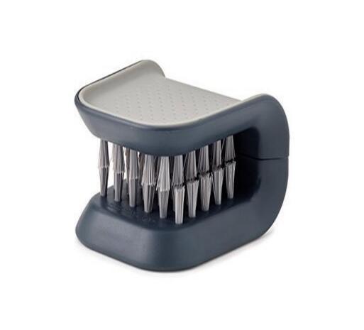 Knife sharpener with gray top and black base on a white background