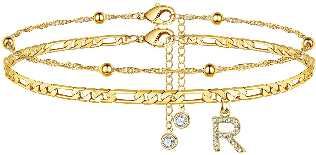 Initial Letter Zircon Anklet | Gold-Plated Personalised Foot Jewelry A-Z