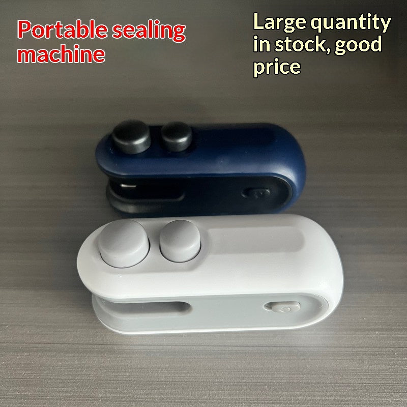 Two portable sealing machines on a gray surface with promotional text.
