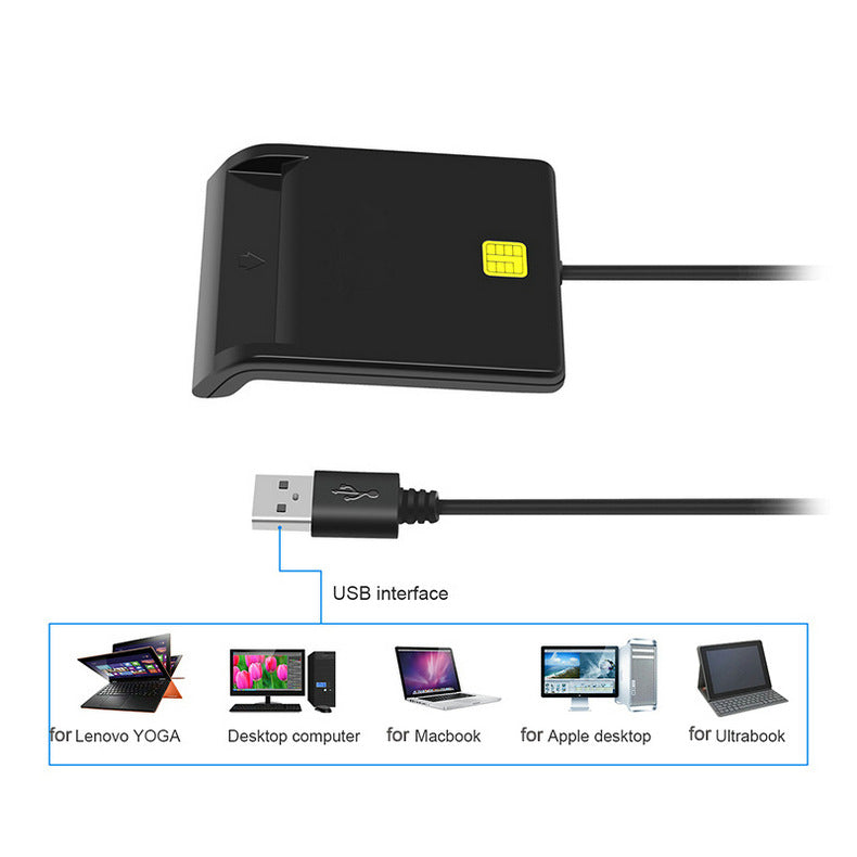 Black USB adapter with cable on a white background