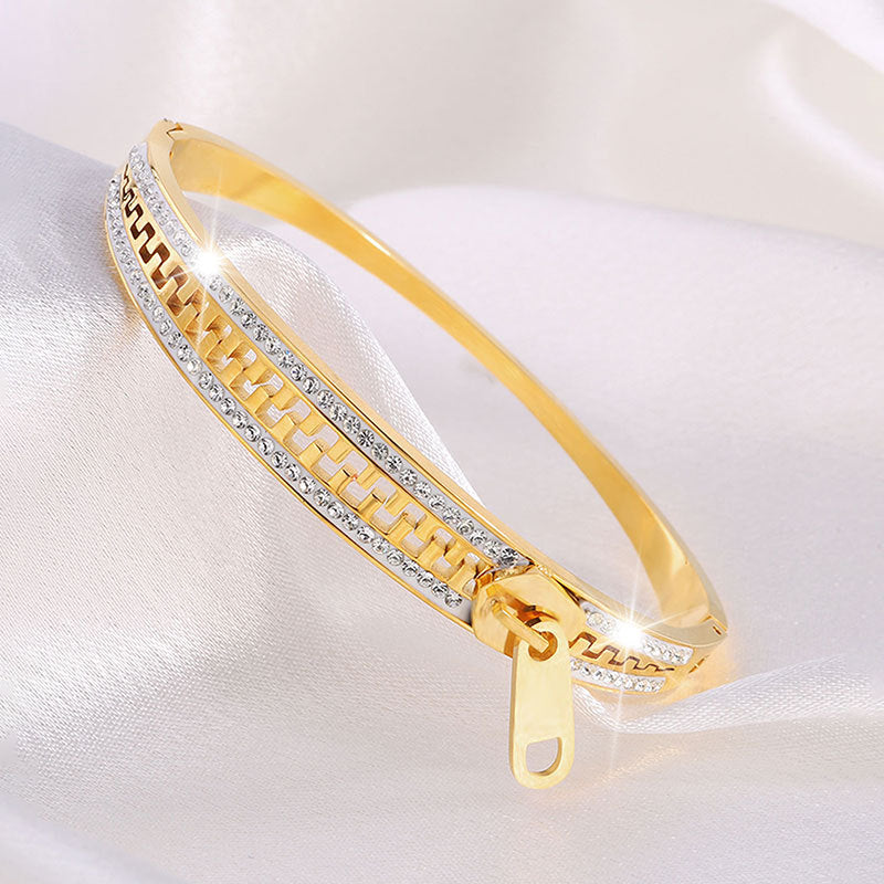 Titanium Steel Zipper Bracelet - Gold & Silver Designer Bracelet