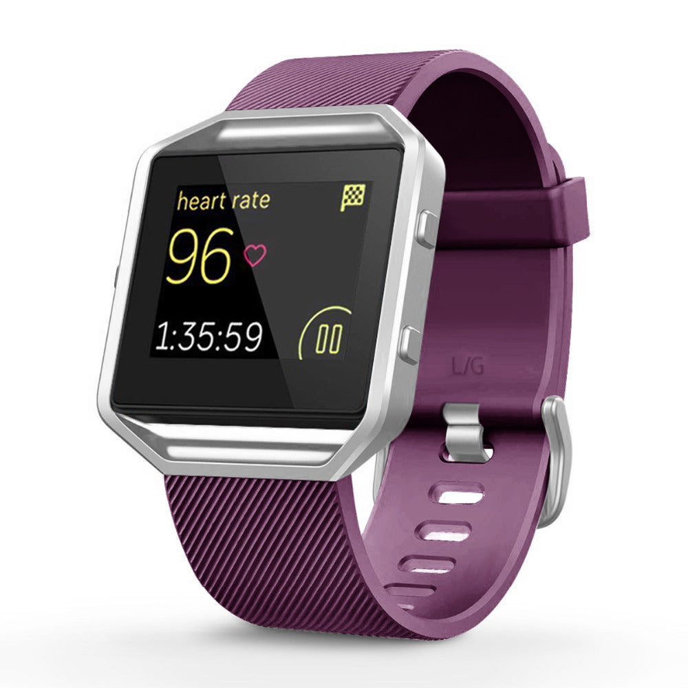 Smartwatch with a purple band on a white background