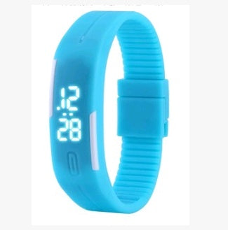 Blue digital wristband on a white background