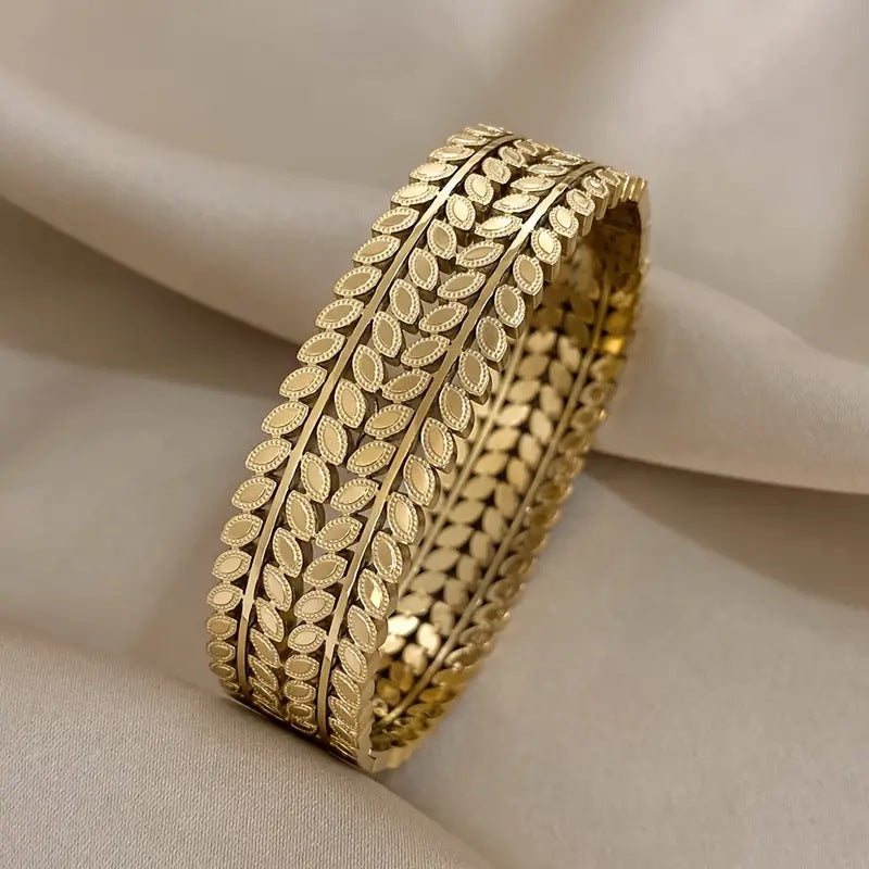 Stainless Steel Leaf Bracelet - Bohemian Style