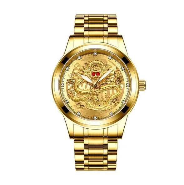 Men's Gold Quartz Watch – Classic Stainless Steel, Luminous Hands, 30M Water-Resistant