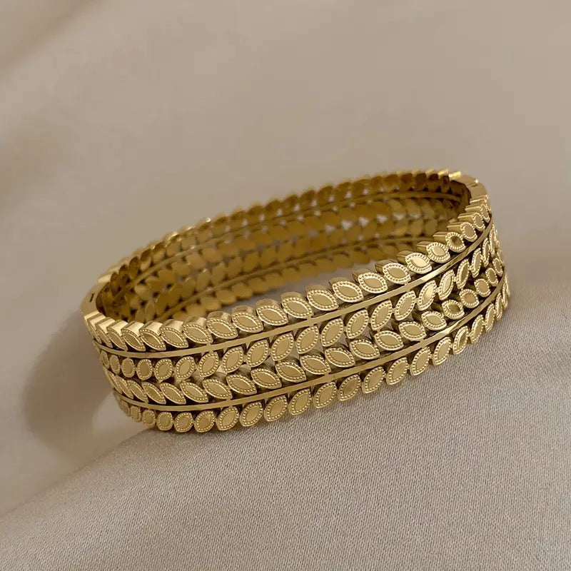 Stainless Steel Leaf Bracelet - Bohemian Style