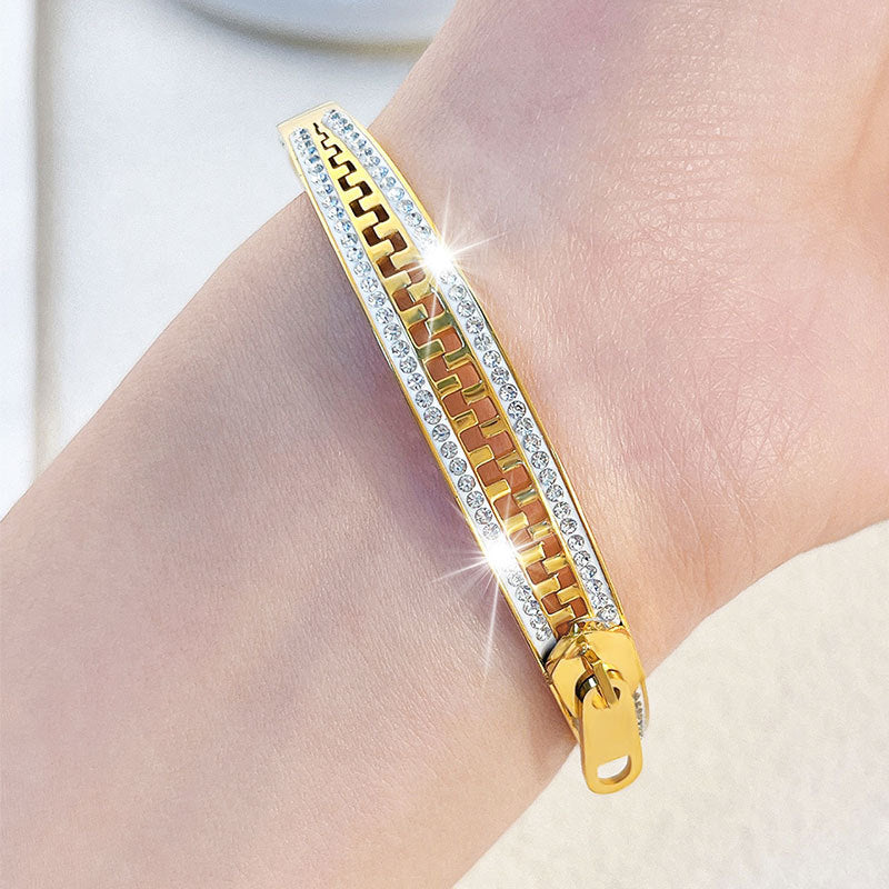 Titanium Steel Zipper Bracelet - Gold & Silver Designer Bracelet