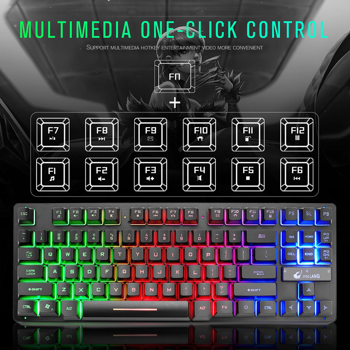 87-Key Mechanical Gaming Keyboard - USB Wired