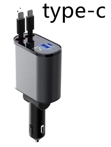 Car charger with multiple ports on a white background