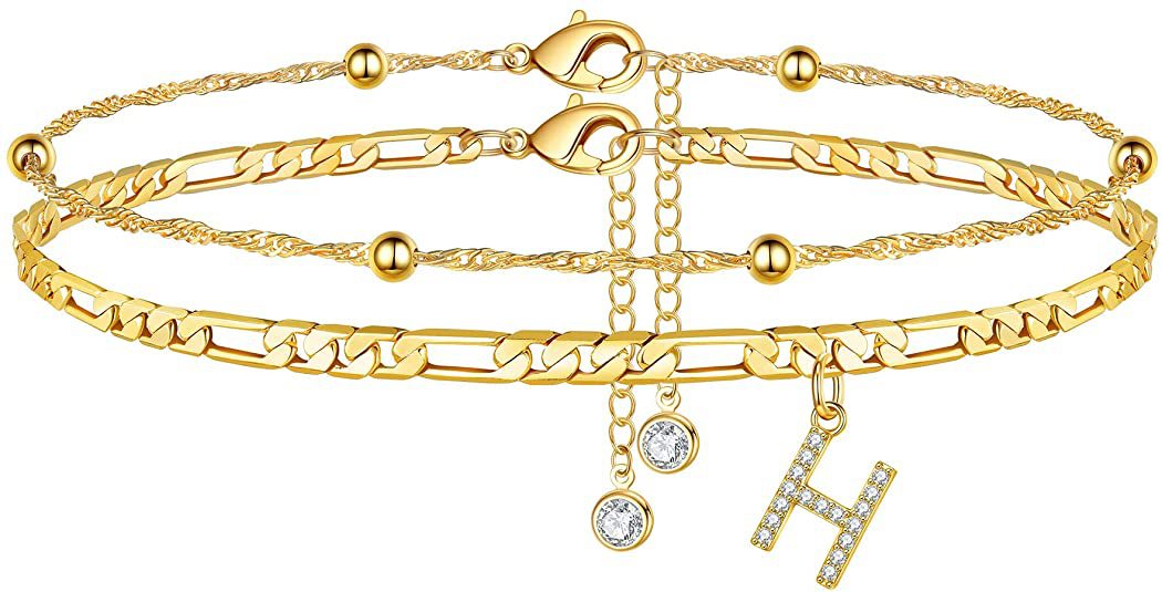 Initial Letter Zircon Anklet | Gold-Plated Personalised Foot Jewelry A-Z