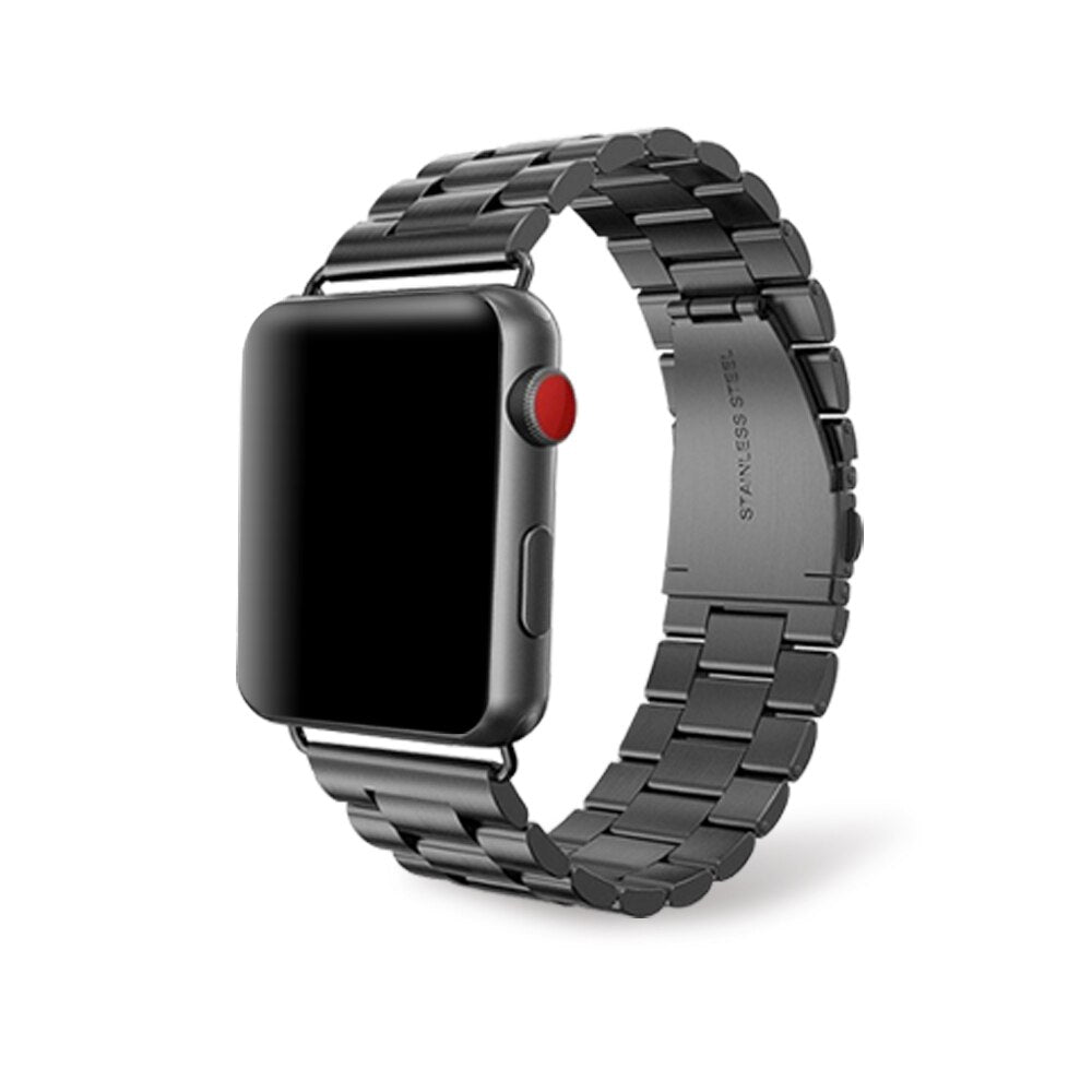 Smartwatch with a metallic band on a white background