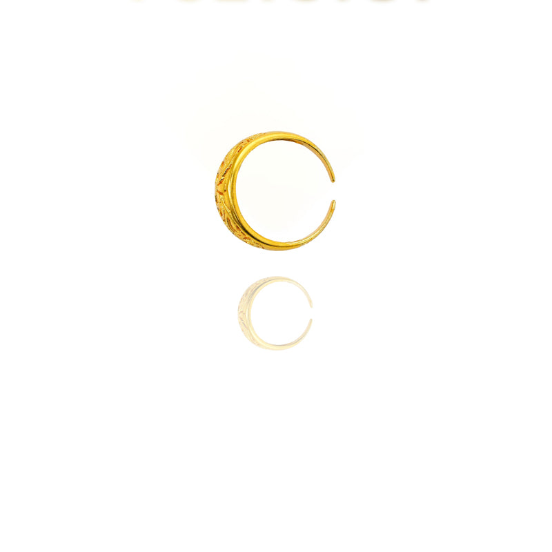 Two gold hoop earrings on a white background