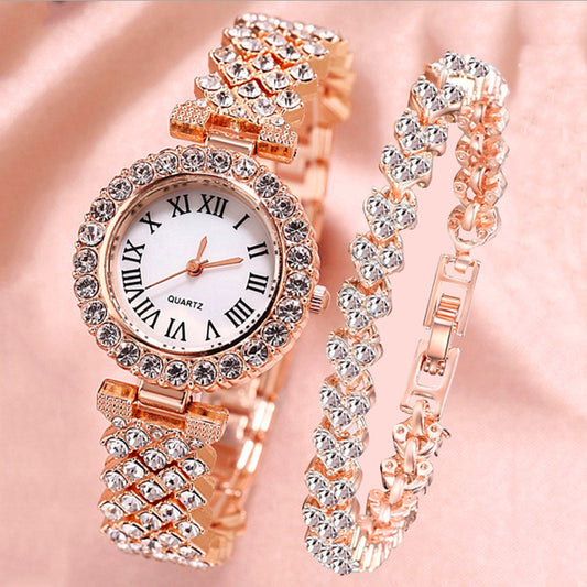 Ensemble Montre et Bracelet Femme - Sertie de Diamants