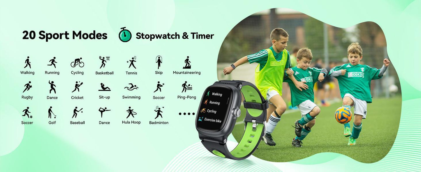 K1 Kids Smartwatch – IP68 Waterproof, 20+ Sport Modes, 21-Day Battery, Fitness Tracker for Ages 5-15