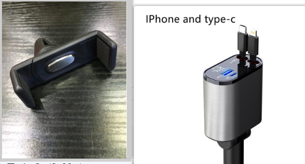 Phone holder and charging adapter with USB-C cable on a white background