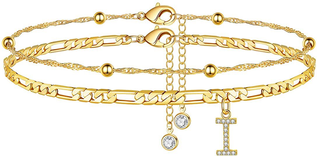 Initial Letter Zircon Anklet | Gold-Plated Personalised Foot Jewelry A-Z
