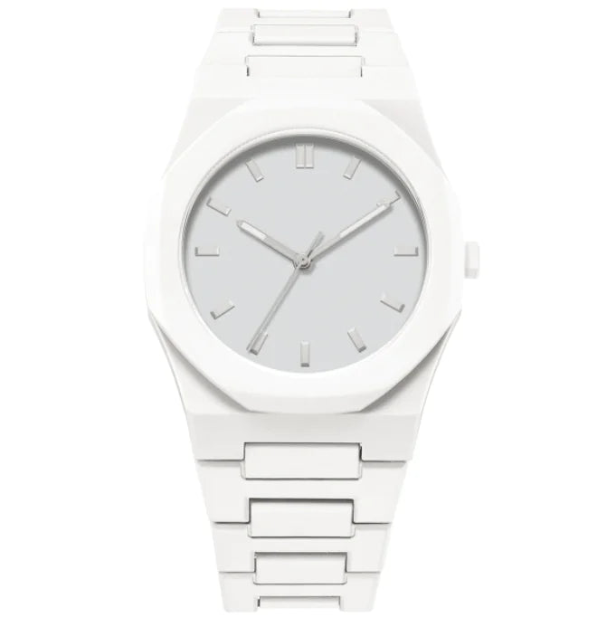 White watch with a plain face on a white background