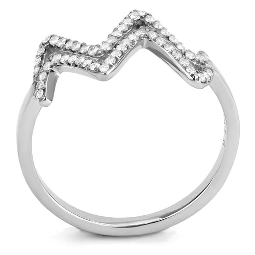 Silver ring with diamond accents on a white background
