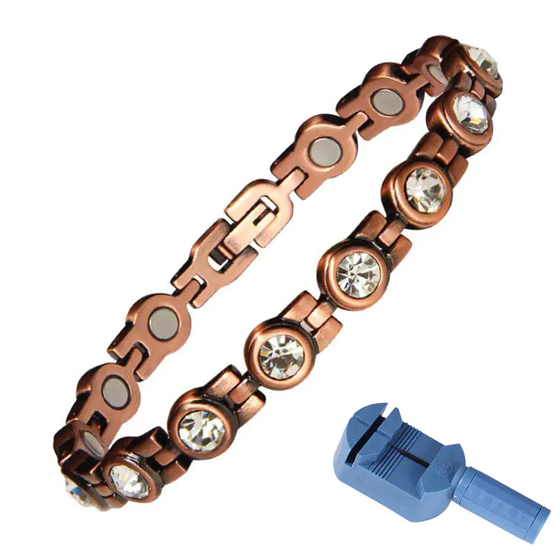 Vintage Copper Magnetic Bracelet - Women's Diamond Design