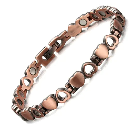 Bracelet with heart and chain design on a white background