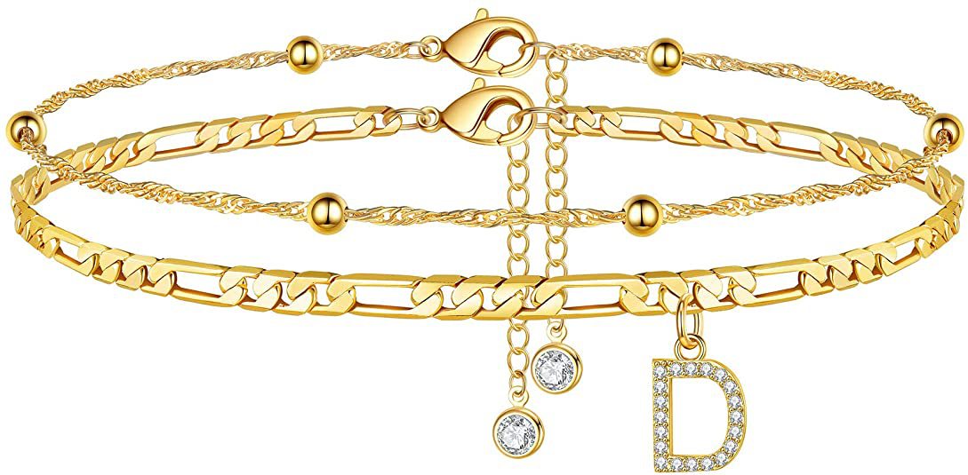 Initial Letter Zircon Anklet | Gold-Plated Personalised Foot Jewelry A-Z