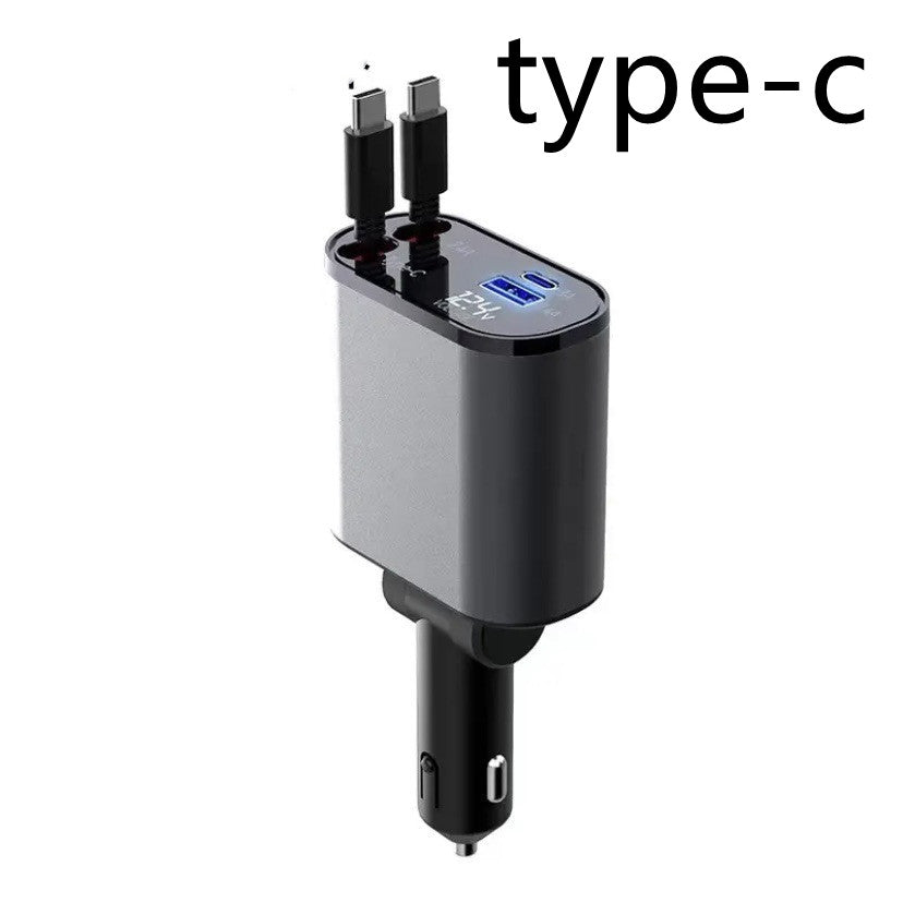 Car charger with Type-C connector on a white background