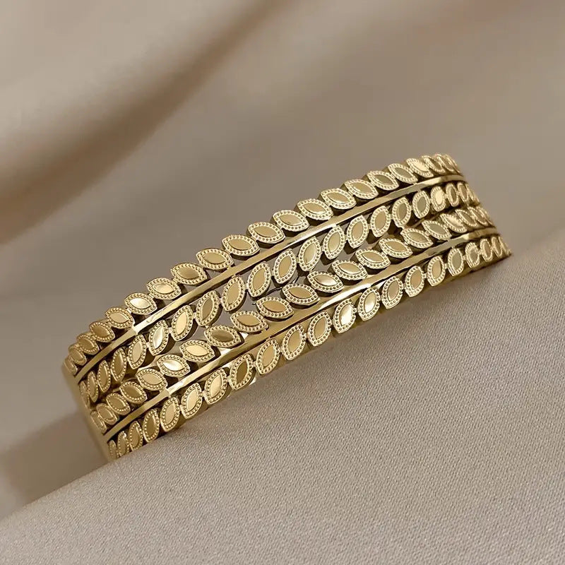 Stainless Steel Leaf Bracelet - Bohemian Style